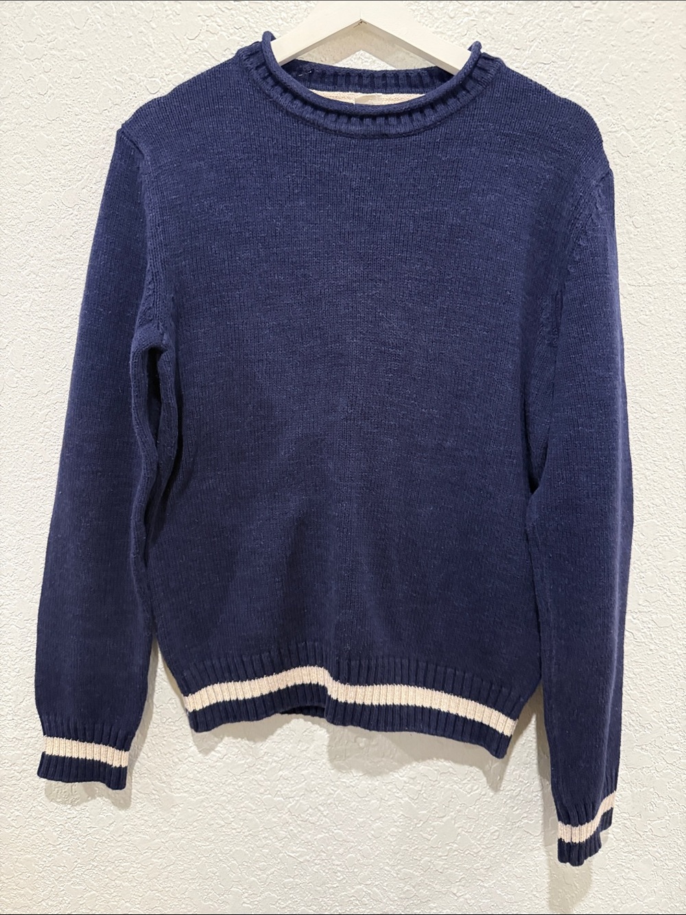 H&M Navy Sweater with Cream Accent